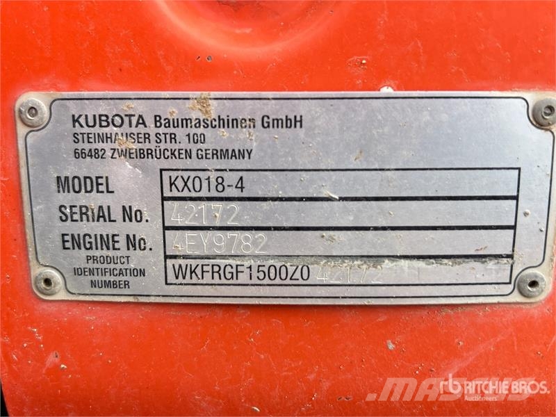 Kubota KX018-4 小型挖土機/掘鑿機<7t(小型挖掘機)