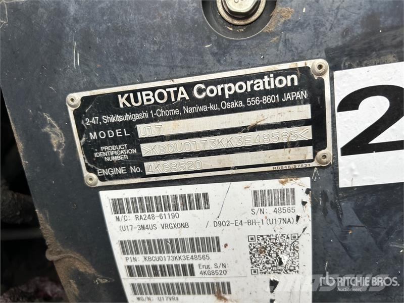 Kubota U17VR1 Mini Excavator حفارات صغيرة أقل من 7 طن (حفارات صغيرة)