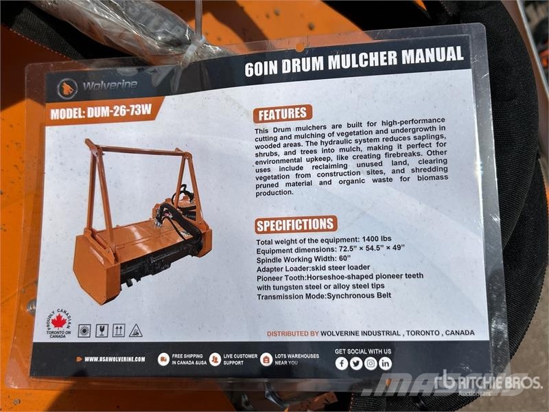Landhonor DUM-26-73W Drum Skid Steer Mulcher (Unused) Trince forestali