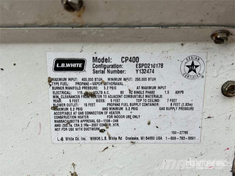 LB WHITE Tradesman CP400 400000 BTU Space Heater Heating and thawing equipment
