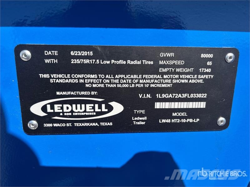 Ledwell 48 ft T/A Hydraulic Tail Trailer Maskinhenger
