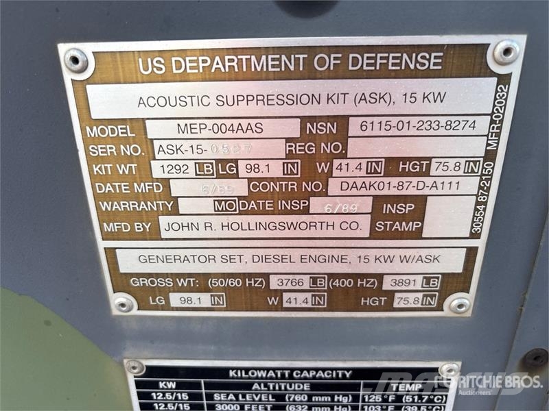 Libby Welding MEP044A 15 kW Skid-Mounted Generator Dieselgeneratorer