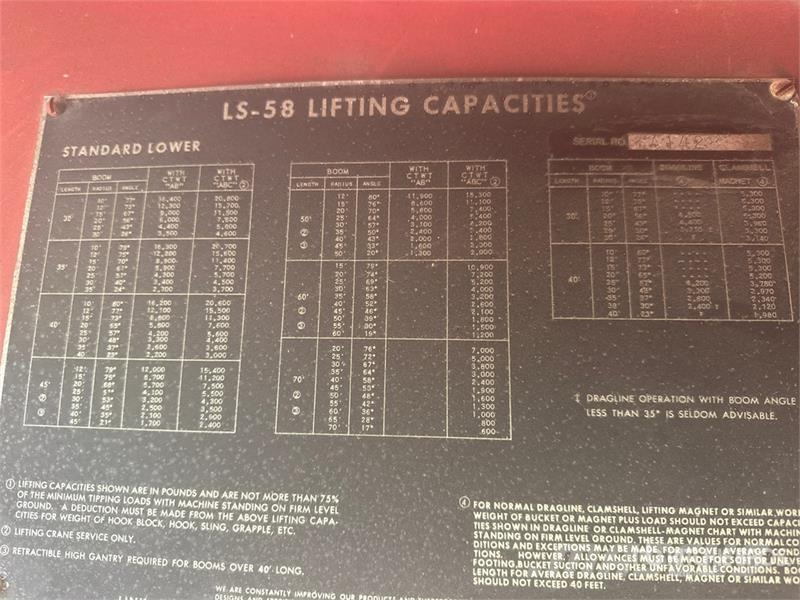 Link-Belt LS-58 15400 lb Lattice-Boom Crawler Crane Grue sur chenilles
