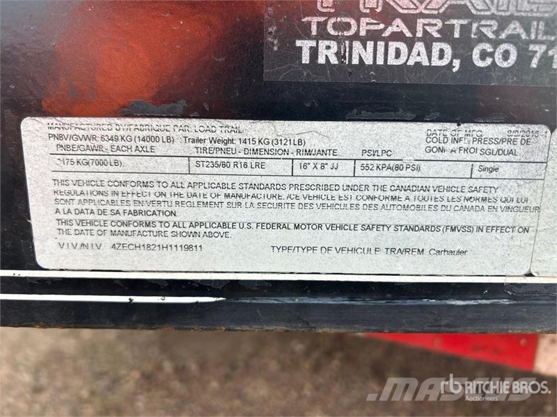 Load Trail 18 ft T/A Equipment Trailer Biltransporter henger