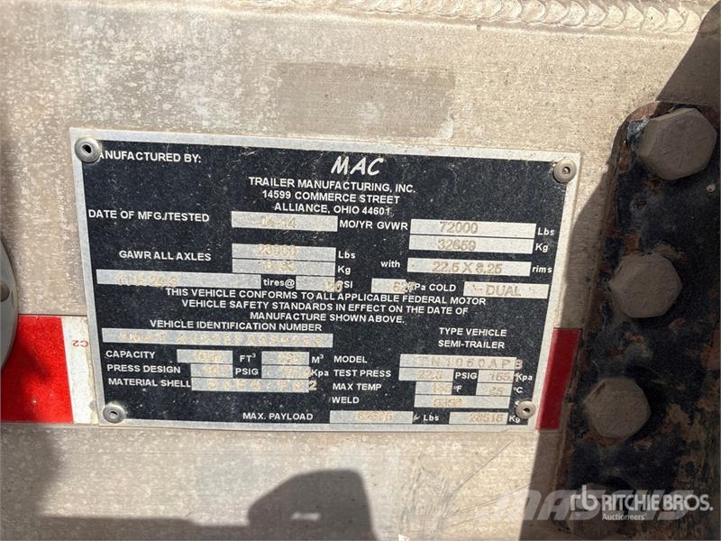 MAC 1050 cft T/A Pneumatic Bulk Trailer Other trailers