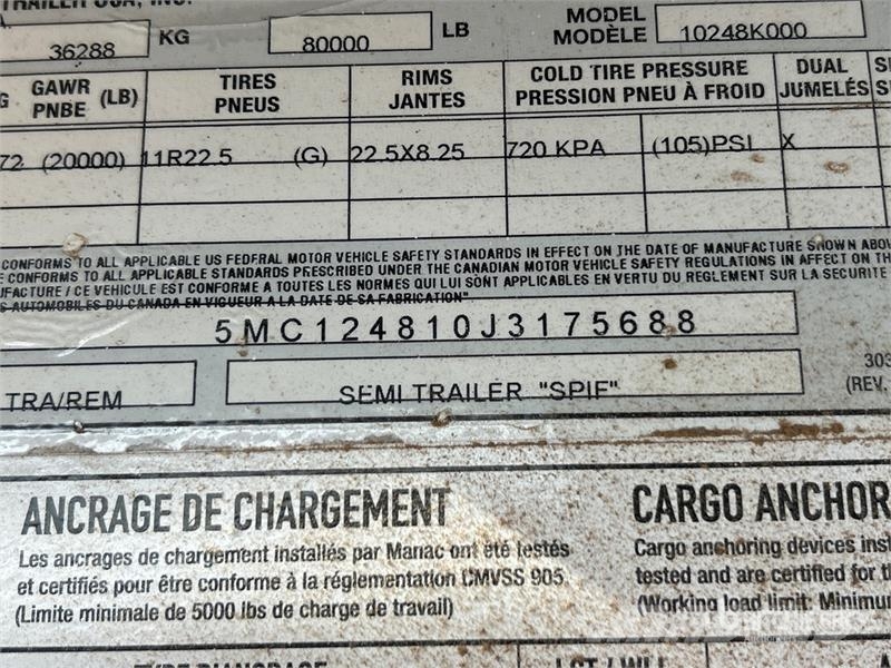 Manac 10248K000 48 ft T/A Flatbed Trailer Flatbed/Dropside trailers