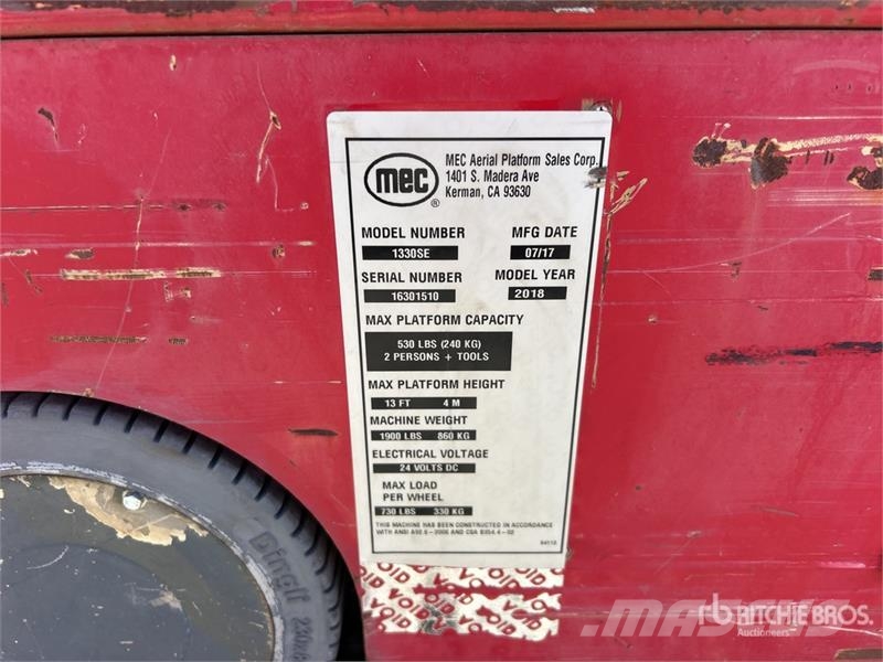 MEC 1330SE Electric Scissor Lift Saxliftar