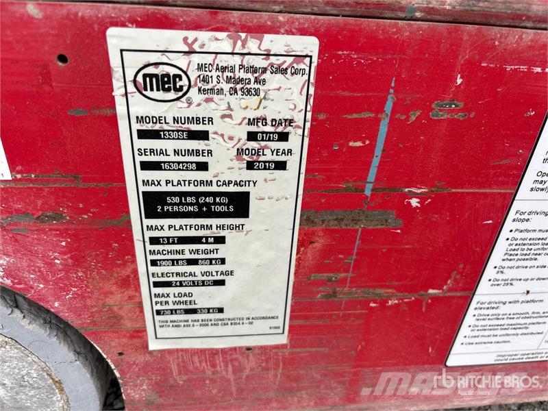MEC 1330SE Electric Scissor Lift Plataformas tijera
