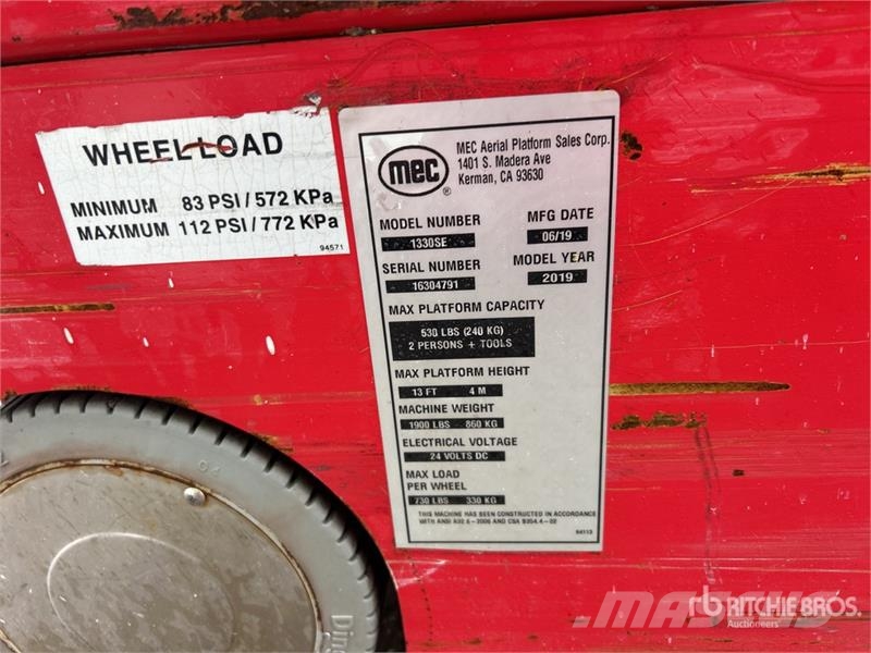 MEC 1330SE Electric Scissor Lift Plataformas tijera