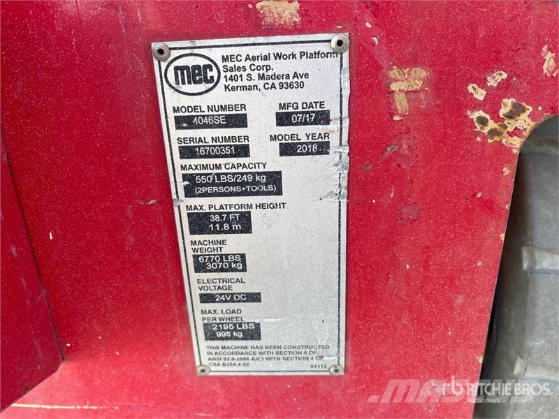 MEC 4046SE Electric Scissor Lift Scissor lifts
