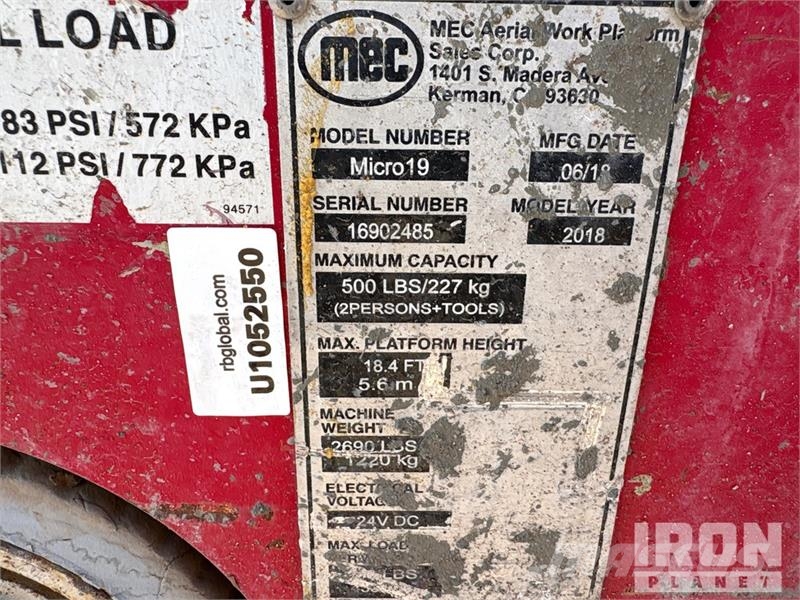 MEC MICRO 19 Electric Scissor Lift Škarjaste dvižne ploščadi