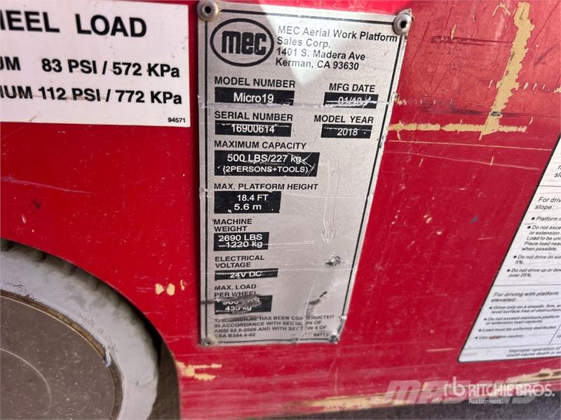 MEC MICRO 19 Electric Scissor Lift Škarjaste dvižne ploščadi