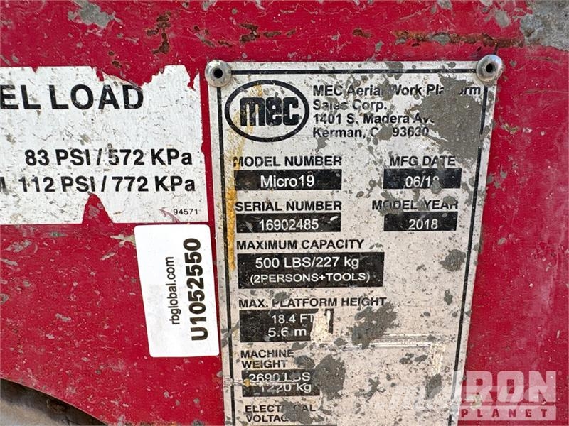 MEC MICRO 19 Electric Scissor Lift Škarjaste dvižne ploščadi