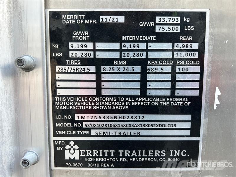 Merritt 53 ft Tri/A Livestock Trailer Prikolice za prevoz živine