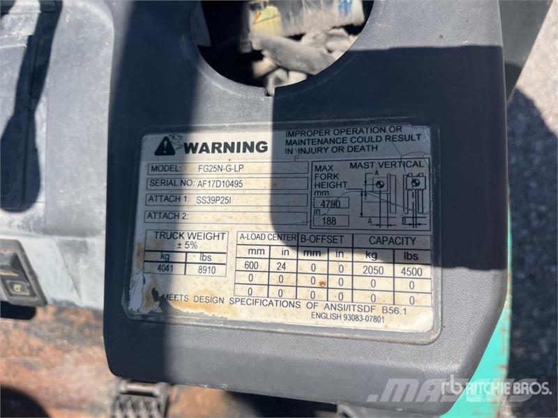 Mitsubishi FG25NGLP 4500 lb Cushion Tire Forklift (Inoperable Viličari - ostalo