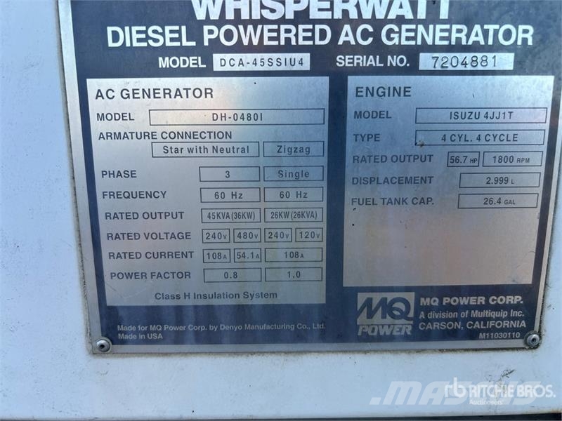 MQ Power DCA-45SSIU4 36 kW Mobile Generator Set Generadores diésel