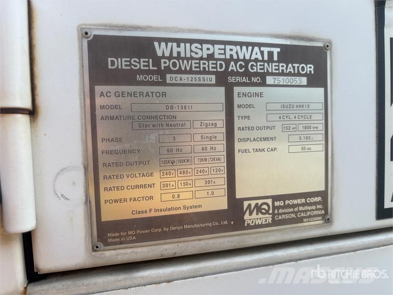 MQ Power DCA125SSIU 100 kW Mobile Generator Set Geradores Diesel