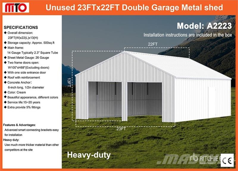 MTO A2223 Double Garage Metal Shed (Unused) Čelični okviri za građevine
