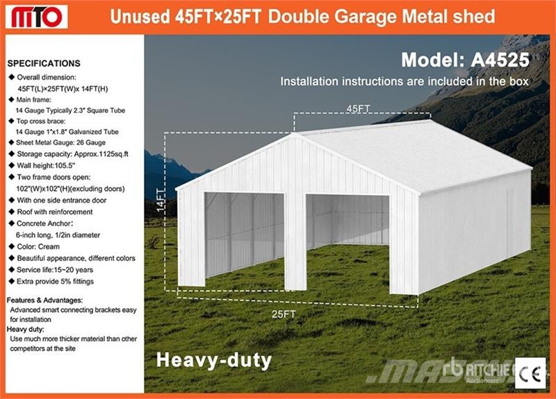 MTO A4525 Double Garage Metal Shed (Unused) Čelični okviri za građevine