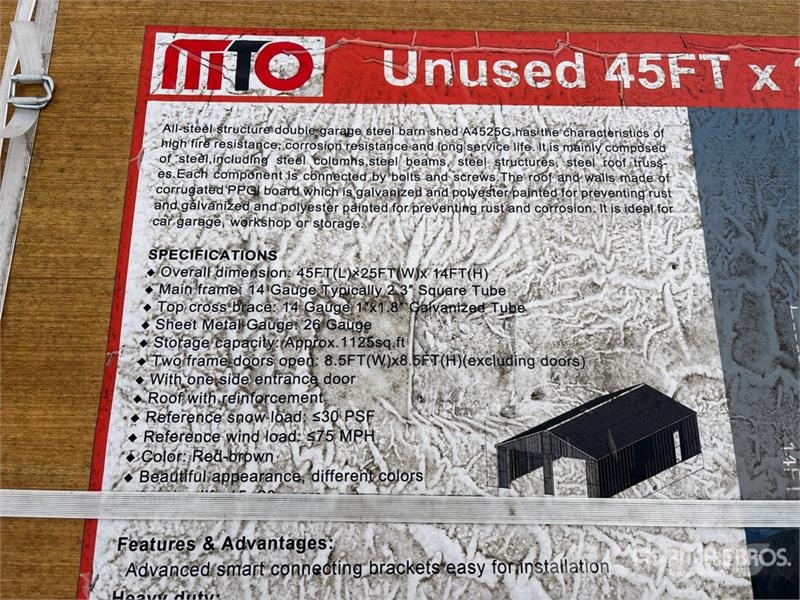 MTO A4525G Double Garage Steel Barn Shed (Unused) Čelični okviri za građevine