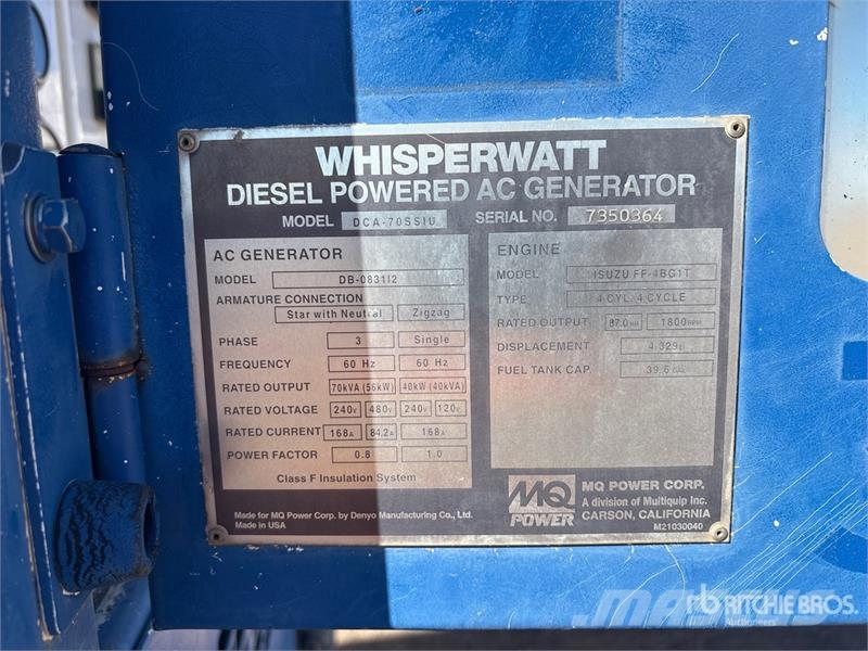 MultiQuip 70 kW Mobile Generator Set Generatoare Diesel