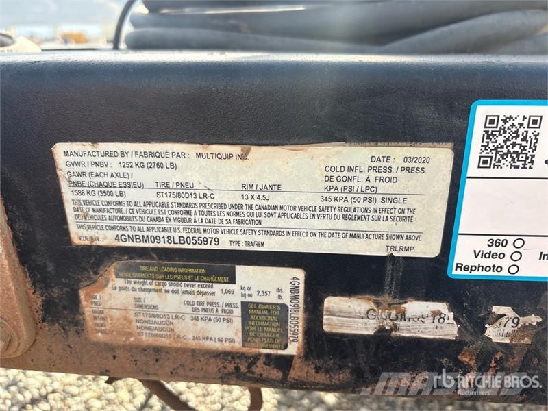 MultiQuip 9 ft S/A Generator Trailer Низькорамні причепи