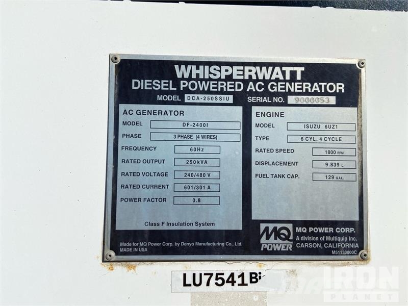 MultiQuip DCA250SSIU 250 kVA Mobile Generator Set Diesel Generatoren