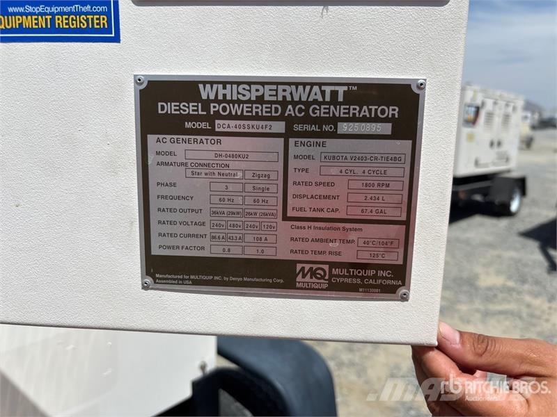 MultiQuip DCA40SSKU4F ディーゼル発電機