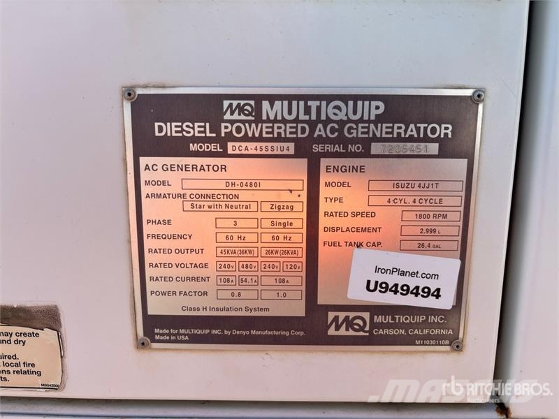 MultiQuip DCA45SSIU4 Generator Set Diesel Generatoren