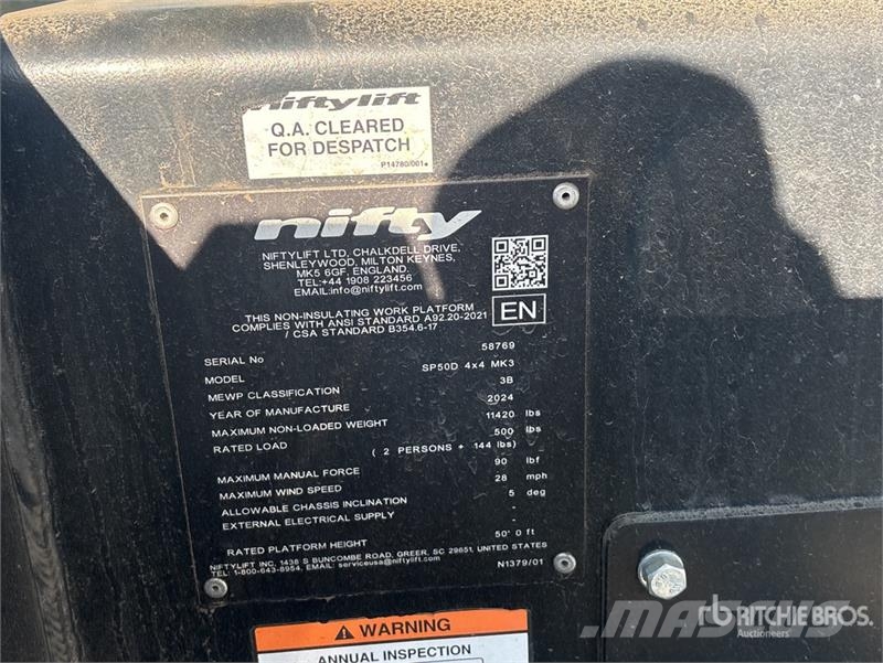  Nifty-Lift SP50 4WD Diesel Articulating Boom Lift Knikarmhoogwerkers
