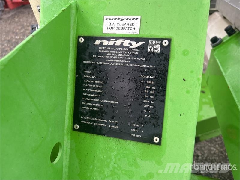 Niftylift SD50D 4WD Diesel Articulating Boom Lift Plataformas con brazo de elevación manual