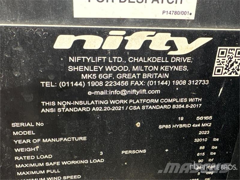 Niftylift SP85 4WD Hybrid Articulating Boom Lift 관절형 전동이동 리프트