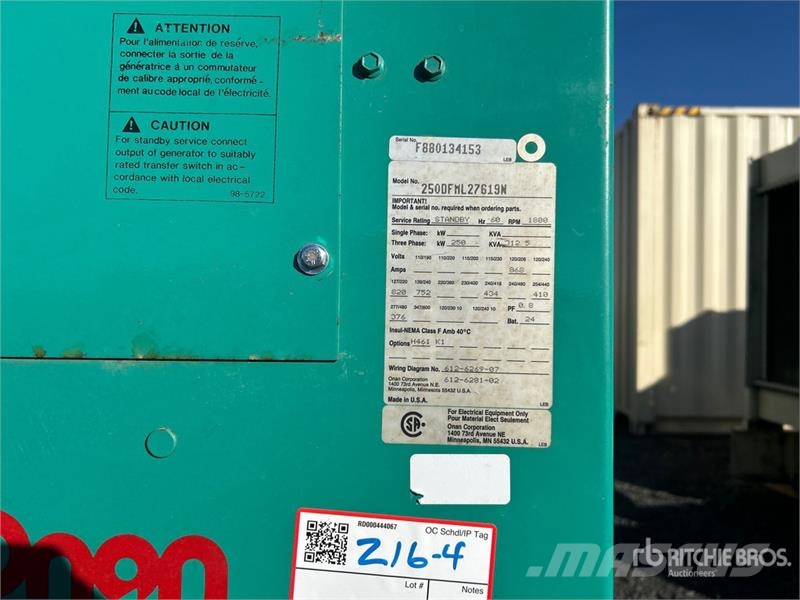 Onan 250 250 kW Skid-Mounted Generator Set Дизельні генератори