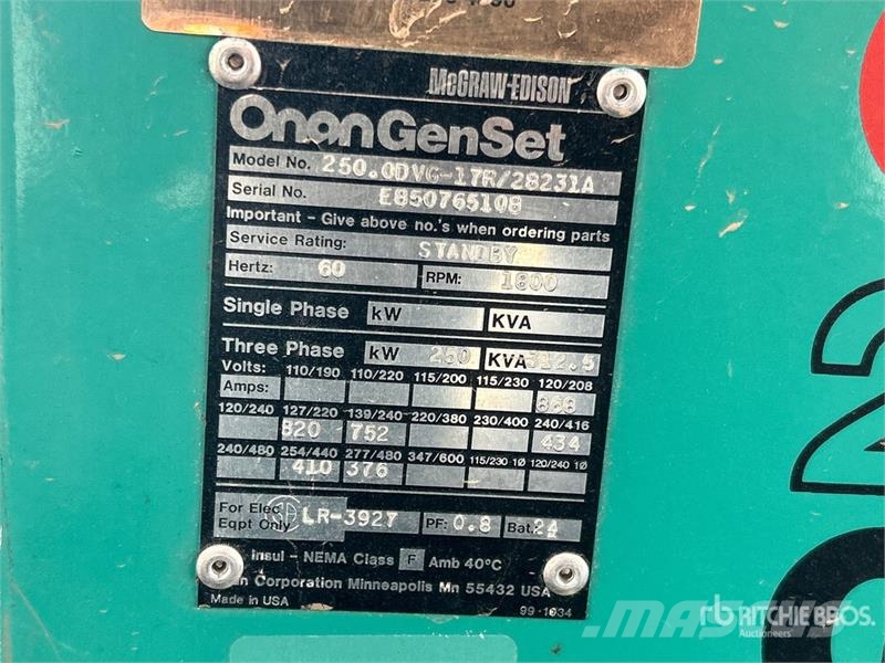 Onan 250 kW Skid-Mounted Generator Set Дизельні генератори