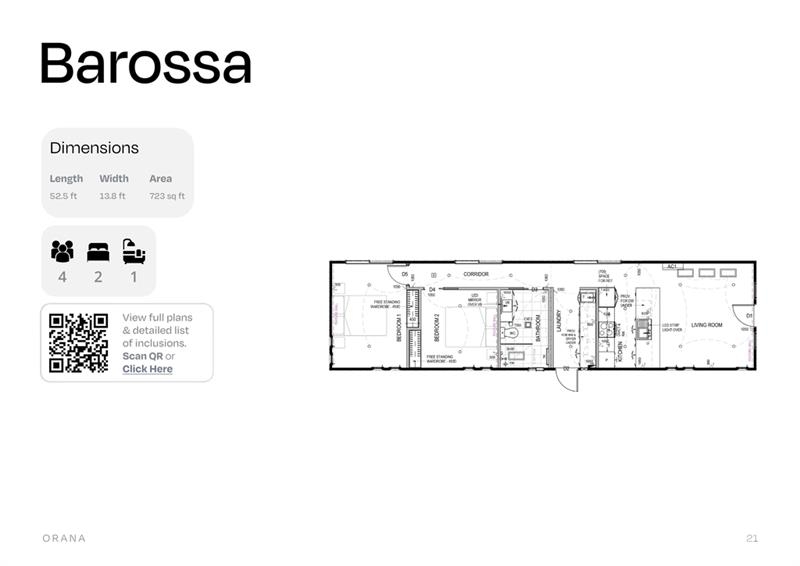 Orana Barossa 2 Unit 54 ft 5 in x 13 ft 6 in 2 Per Outros componentes