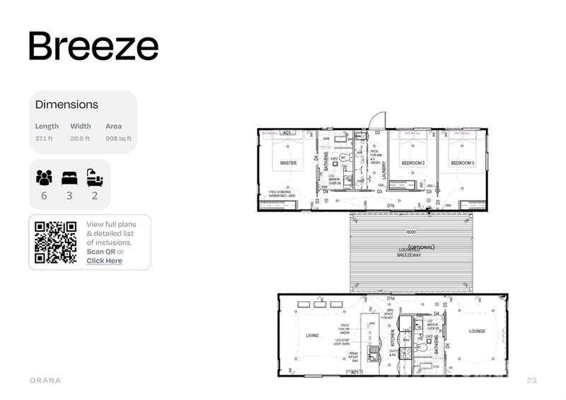 Orana Breeze 2 Unit 37 ft 0 in x 13 ft 10 in 3 Per Outros componentes