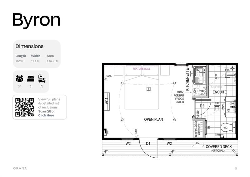 Orana Byron 20 ft 4 in x 14 ft 0 in 1 Person Skid- Outros componentes