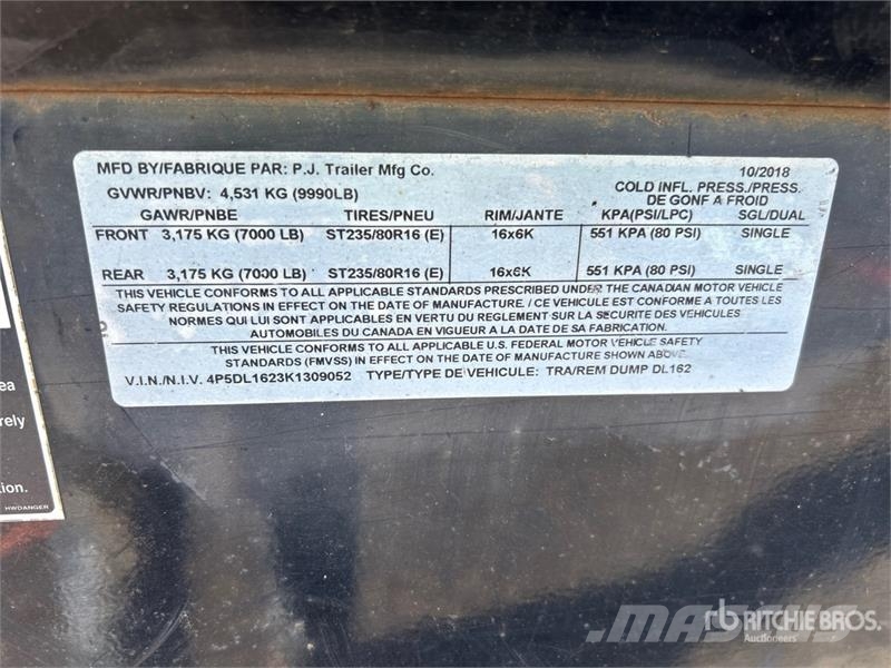 PJ Trailers Trailers 16 ft T/A Dump Utility Trailer Самоскиди