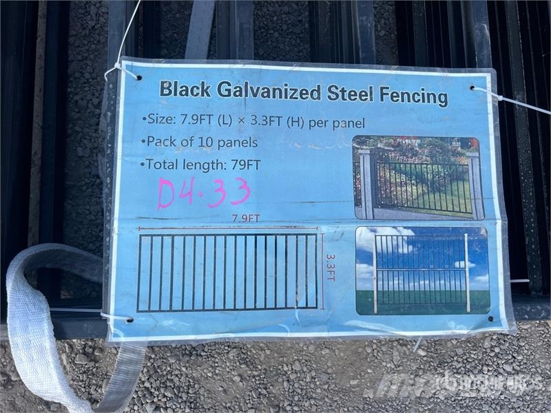 Quantity of (10) 7.9 ft x 3.3 ft Black Galvanized Piirdeaia varustus