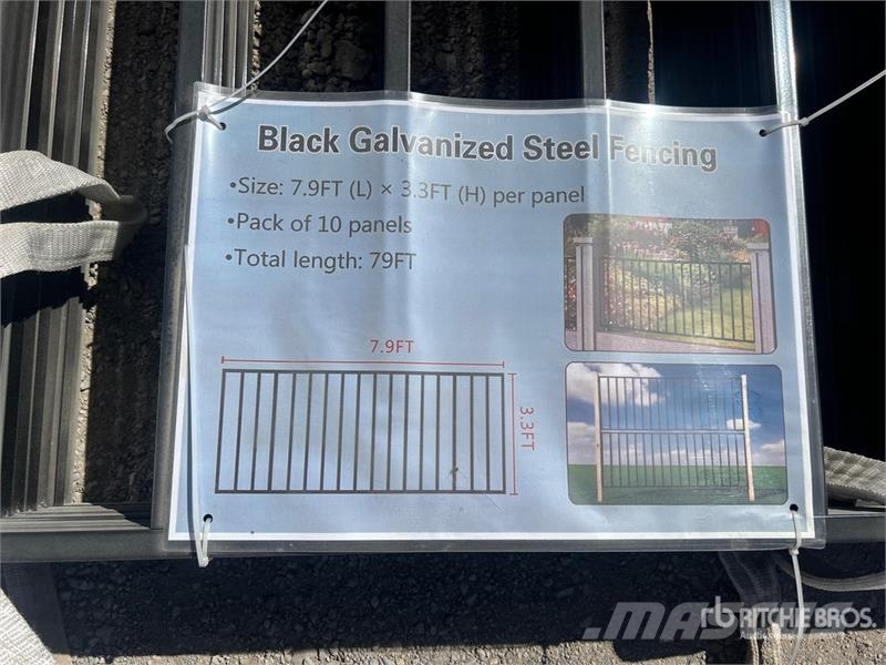 Quantity of (10) 7.9 ft x 3.3 ft Black Galvanized Piirdeaia varustus