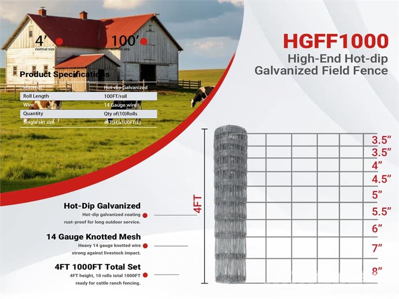 Quantity of (10) HGFF1000 100 ft x 4 ft Galvanize Kerítésszerelési eszközök / kerítésfelszerelések