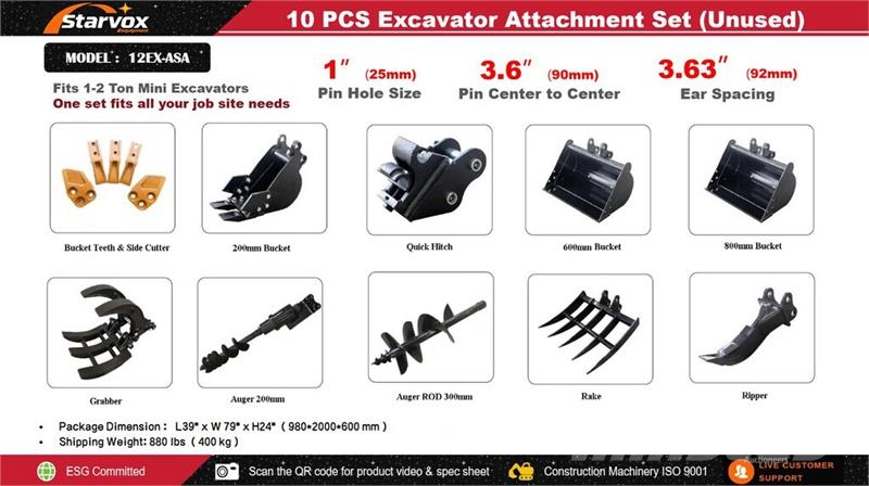 Quantity of (10) STARVOX 12EX-ASA Mini Excavator Otros componentes