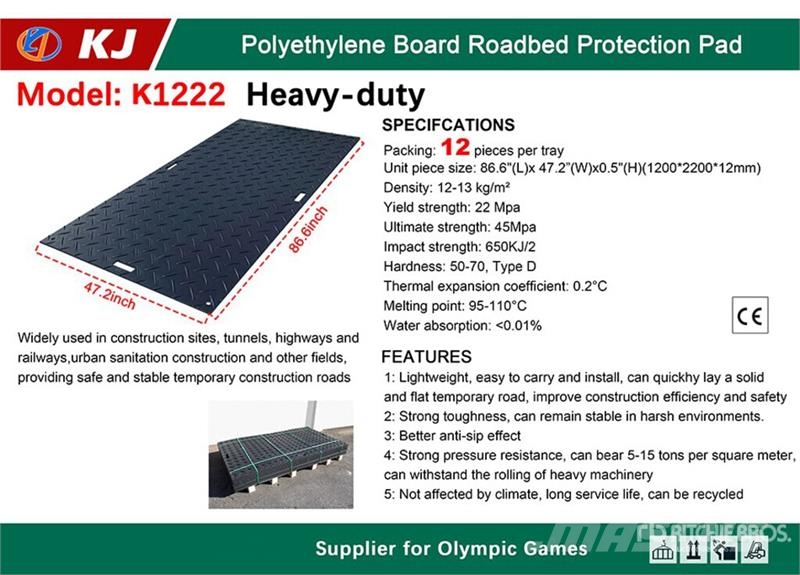 Quantity of (12) KJ K1222 86 in x 47 in Polyethyl Ostale kargo komponente