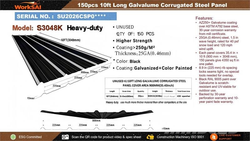 Quantity of (150) WorkSai S3048K 35 in x 10 ft Ga Talhas, guinchos e elevadores de materiais