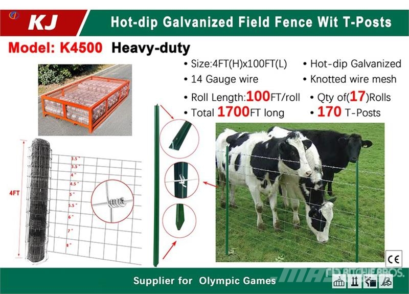Quantity of (17) KJ K4500 100 ft x 4 ft Galvanize Zäune und Zubehör