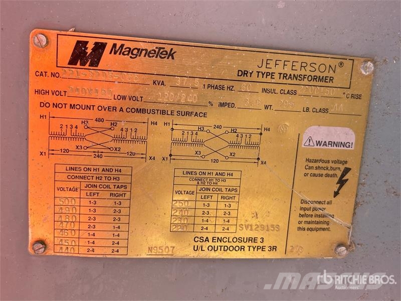  Quantity of (2) Magnetek 37 kva Transformer Muu