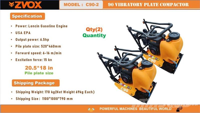  Quantity of (2)  ZVOX C90-2 Vibratory Plate Compac Vibratoare