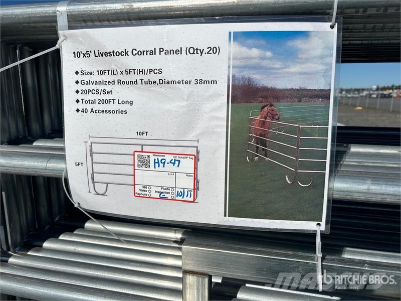 Quantity of (20) 10 ft x 5 ft Livestock Corral Pan Verricelli, paranchi e sollevatori per materiali