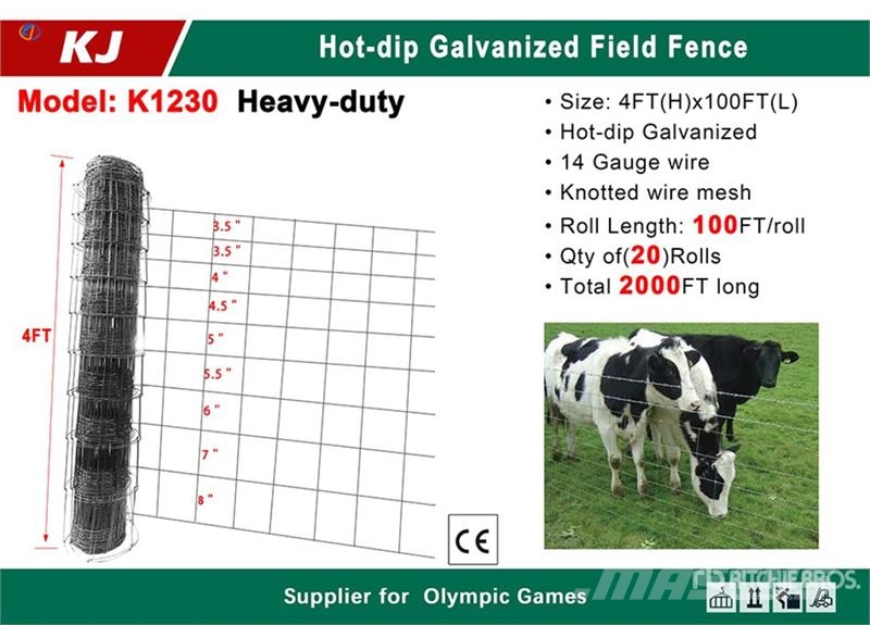 Quantity of (20) KJ K1230 100 ft x 4 ft Galvanize Zäune und Zubehör