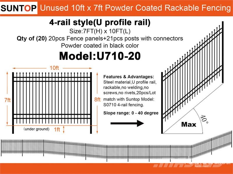Quantity of (20) SUNTOP U710-20 10 ft x 7 ft Powd Zäune und Zubehör